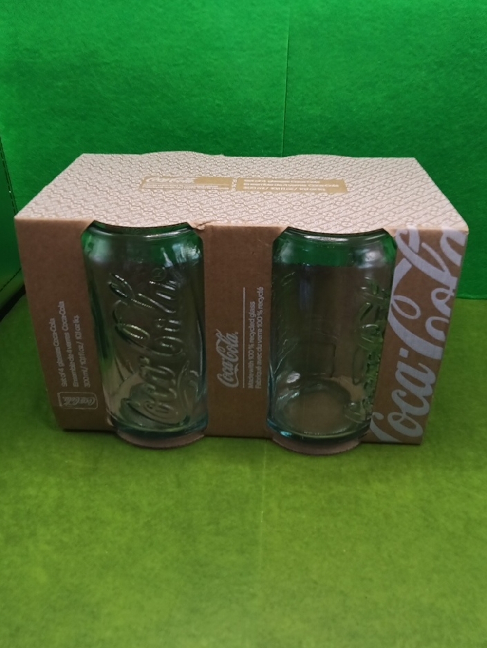 Coca Cola Clear Sculpted Glass Tumblers - Set of 4